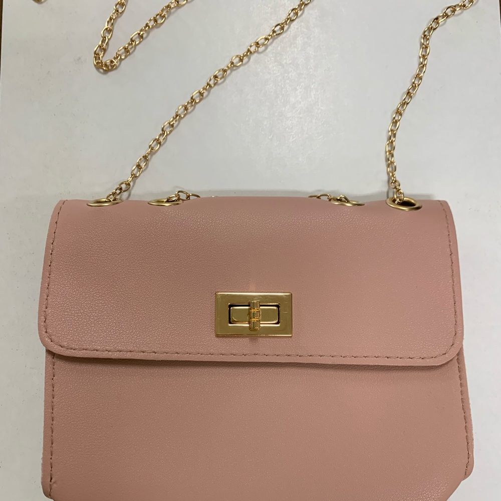 Pink leather crossbody
